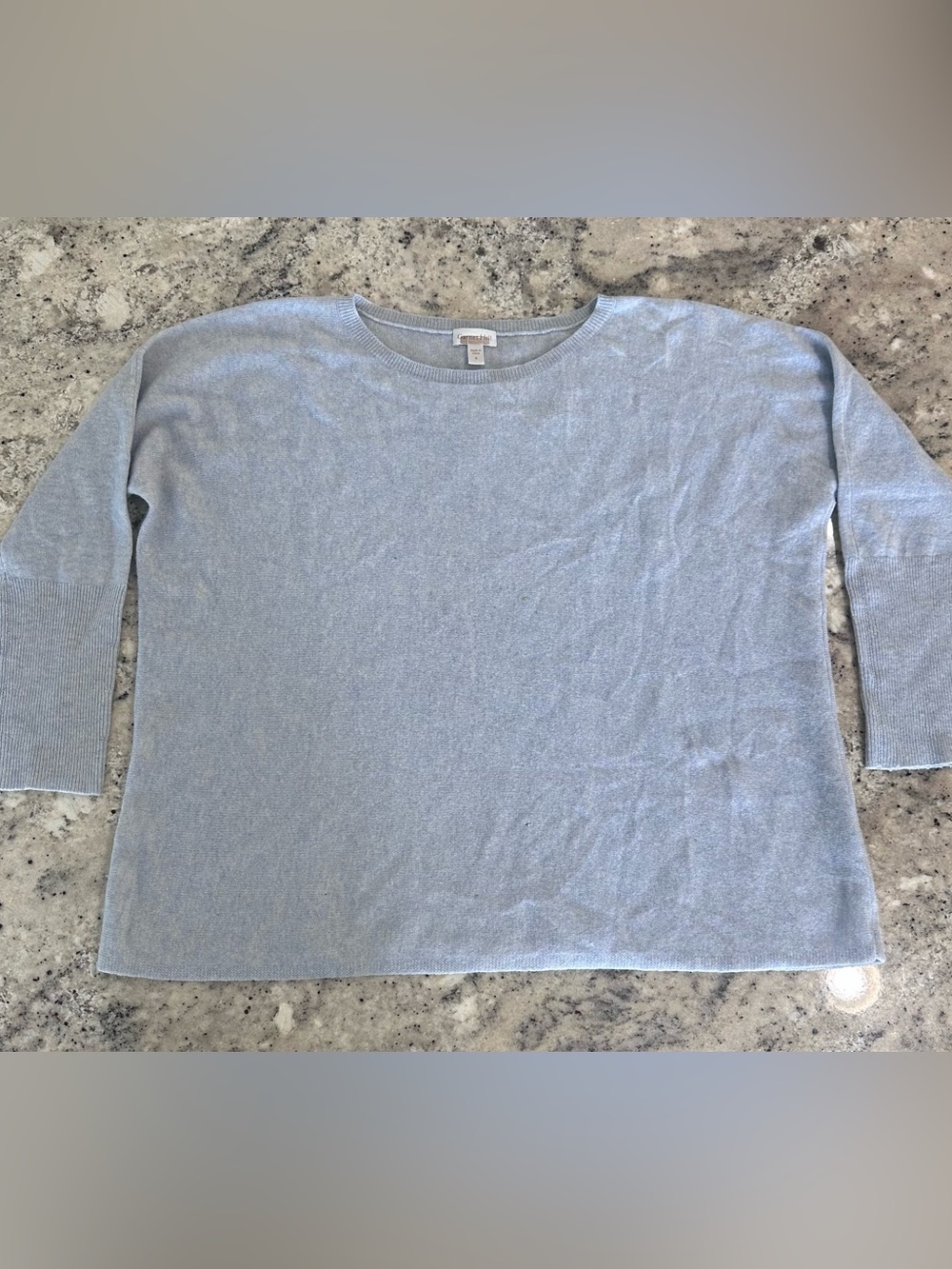 Garnet Hill 100% Cashmere Sweater | Icy Blue | Crewneck | S